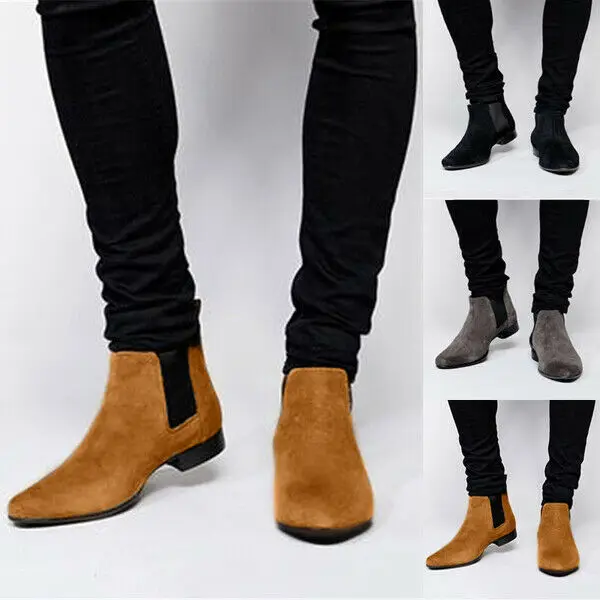 Mens Casual Flat Suede Leather Chelsea Chukka Dress Ankle Boots Slip On Shoes Spring Autumn Leisure Plus Size Men\'s | Обувь