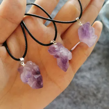 MH 1PCS Purple Natural Amethyst Gemstone Pendant Quartz Crystal DIY jewelry Long hide rope Chain Necklace Amethyst Pendant
MH 1PCS Purple Natural Amethyst Gemstone Pendant Quartz Crystal DIY jewelry Long hide rope Chain Necklace Amethyst Pendant