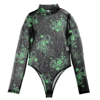 2019 Fashion Women Mesh See Through Bodysuits Dragon Print Long Sleeve Rompers High Neck Transparent Tops Skinny Playsuit
2019 Fashion Women Mesh See Through Bodysuits Dragon Print Long Sleeve Rompers High Neck Transparent Tops Skinny Playsuit