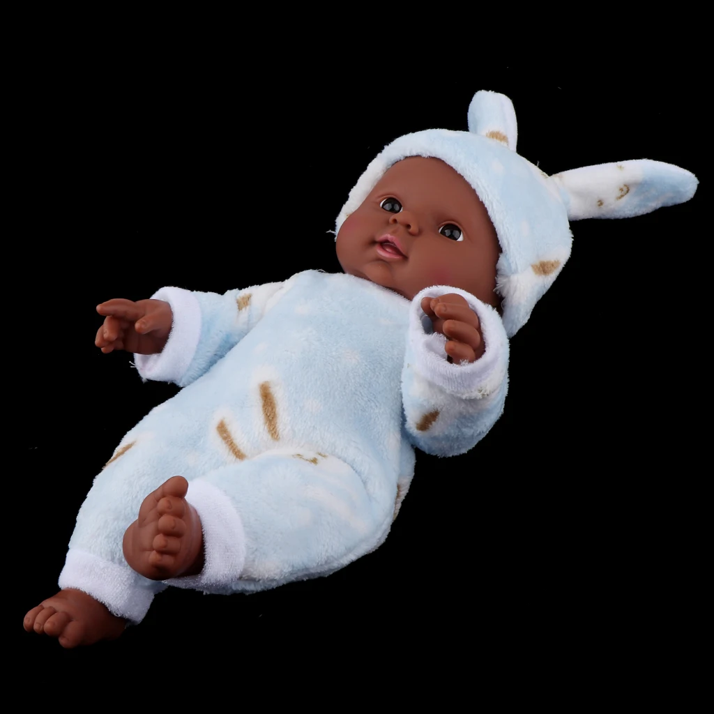 12inch African American Unisex Reborn Baby Dolls with Clothes Newborn Baby Black Skin Soft Vinyl Body Dolls Kids Education Toy 12inch African American Unisex Reborn Baby Dolls with Clothes Newborn Baby Black Skin Soft Vinyl Body Dolls Kids Education Toy