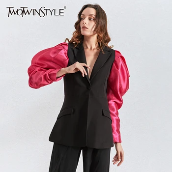 TWOTWINSTYLE Patchwork Hit Color Women Blazer Puff Long Sleeve Notched Female Blazers 2020 Spring Plus Size Fashion New Clothing
TWOTWINSTYLE Patchwork Hit Color Women Blazer Puff Long Sleeve Notched Female Blazers 2020 Spring Plus Size Fashion New Clothing