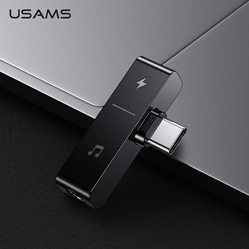 USAMS Type C to 3.5mm Audio Earphone Adapter USB OTG Charging Converter For Xiaomi 6 Samsung Mobile Phone Splitter | Мобильные