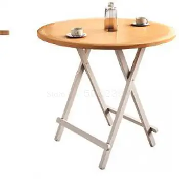 Folding Table Household Simple Dining Table Rent Room Small Household Folding Table Round Table Easy Dining Table