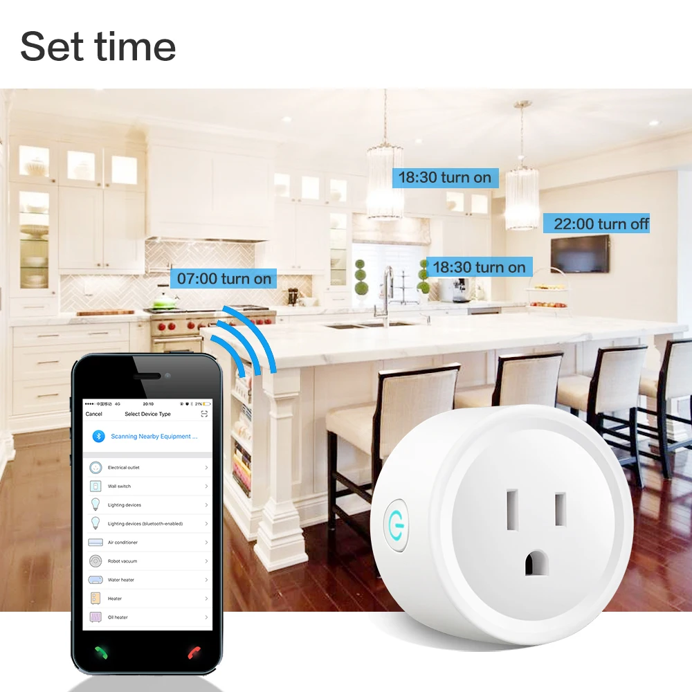 100-250V Portable Intelligent Automatic Mini Socket Wifi Plug Wi-Fi Enabled App Remote Control Wireless Timer with ON/OFF Switch
100-250V Portable Intelligent Automatic Mini Socket Wifi Plug Wi-Fi Enabled App Remote Control Wireless Timer with ON/OFF Switch