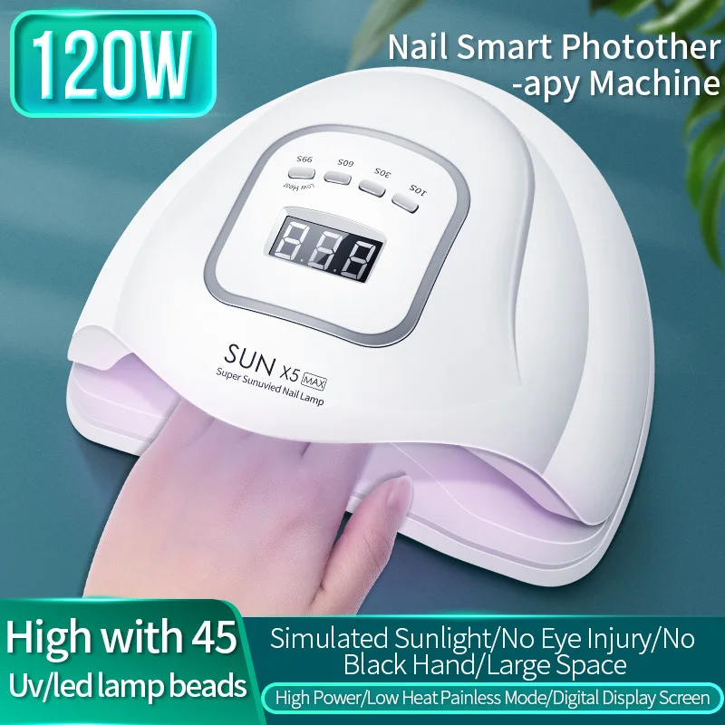 SUNX5 MAX 120W 45 Leds Nail Dryer Sun Light For Manicure Gel UV Lamp LED Nail Lamp Nails Lamp Auto Sensing LCD Display
SUNX5 MAX 120W 45 Leds Nail Dryer Sun Light For Manicure Gel UV Lamp LED Nail Lamp Nails Lamp Auto Sensing LCD Display