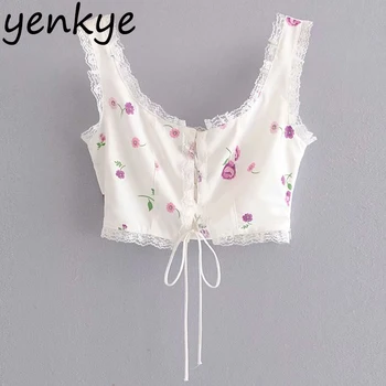 Romantic Floral Print Crop Top Women Square Neck Sleeveless Sexy Lace Trims Tank Top Front Drawstring Bandage Summer Tops
Romantic Floral Print Crop Top Women Square Neck Sleeveless Sexy Lace Trims Tank Top Front Drawstring Bandage Summer Tops