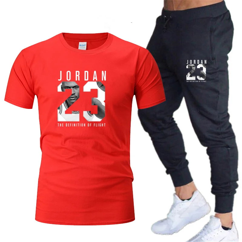 New printed casual suit T-shirt + sports trousers two-piece running sports suit top men's cotton streetwear
New printed casual suit T-shirt + sports trousers two-piece running sports suit top men's cotton streetwear