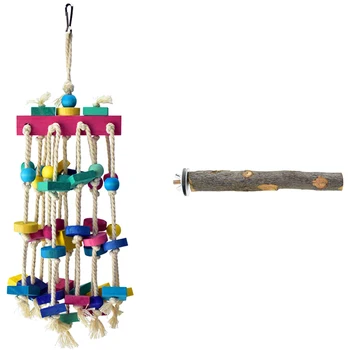 Bird Chewing Toy with Bird Perch Nature Wood Stand, Parrot Cage Bite Toys Multi Colored Wooden Blocks Bird Parrot Toys for Small
Bird Chewing Toy with Bird Perch Nature Wood Stand, Parrot Cage Bite Toys Multi Colored Wooden Blocks Bird Parrot Toys for Small