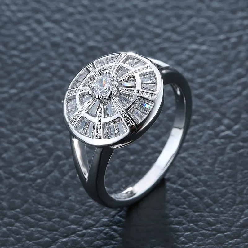 Женское кольцо модный дизайн циркониевое шарм индивидуальность круглая форма