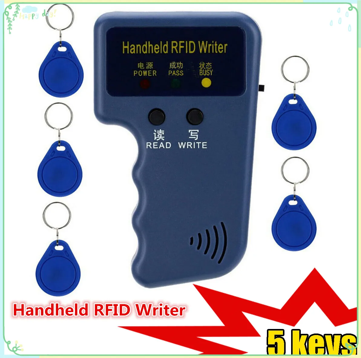 EM4100 125KHz Handheld RFID Writer Portable Programmer Copier T5577 5200 EM4305 Replicable ID Keychain Identification Card
EM4100 125KHz Handheld RFID Writer Portable Programmer Copier T5577 5200 EM4305 Replicable ID Keychain Identification Card