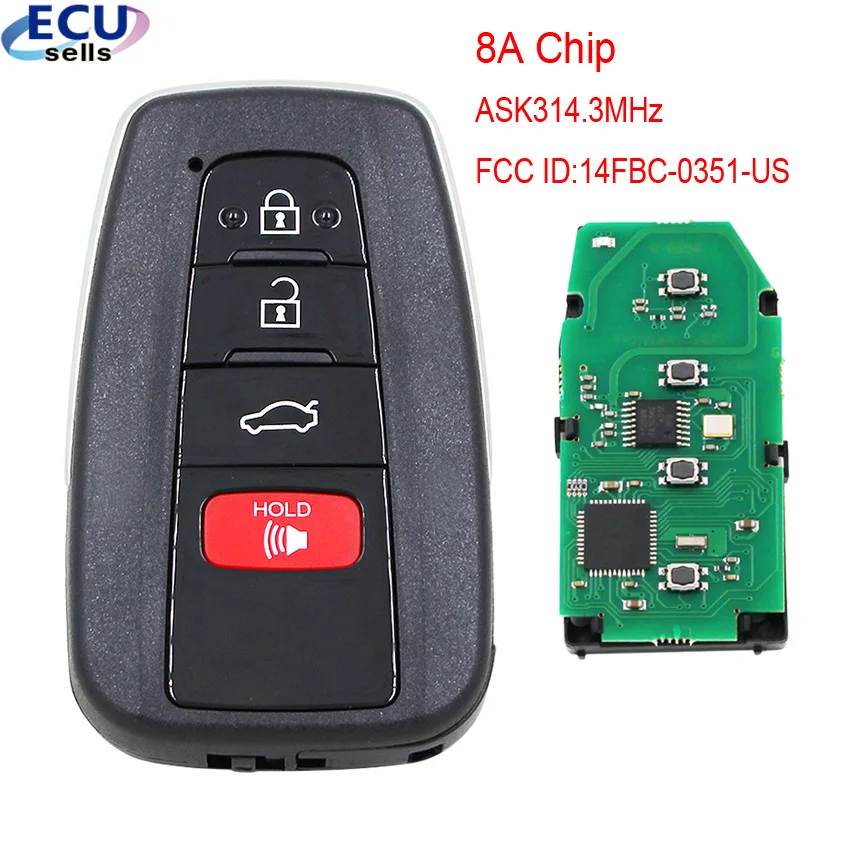 3+1button ASK314.3MHz smart remote key 8Achip FCC ID:14FBC-0351-US suit for model 2018-2019 Camery
3+1button ASK314.3MHz smart remote key 8Achip FCC ID:14FBC-0351-US suit for model 2018-2019 Camery