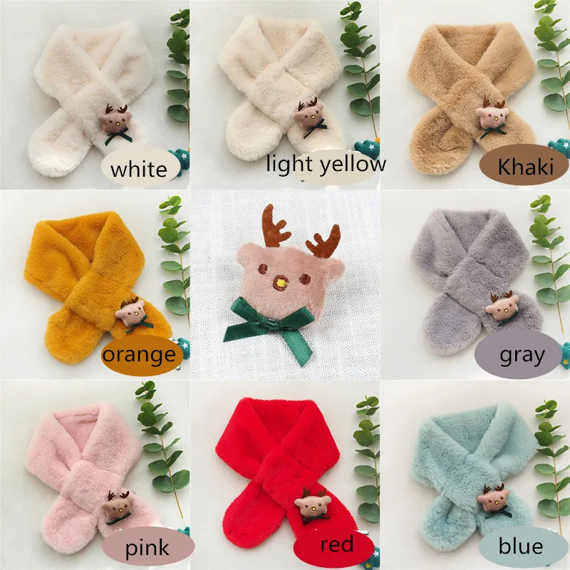 Christmas Fur Collar Warm Scarf Kids Winter Fashion Children Neck Scarves Faux Fur Scarf Shawls and Wraps WD06 (7)