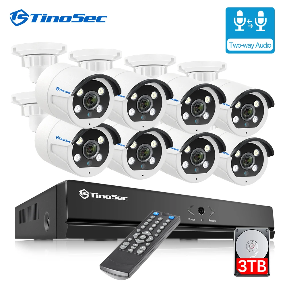 TinoSec 8CH 1080P POE NVR Kit 2MP Waterproof Outdoor IP Camera AI Smart Security System Kit Two way Audio Human detection
TinoSec 8CH 1080P POE NVR Kit 2MP Waterproof Outdoor IP Camera AI Smart Security System Kit Two way Audio Human detection