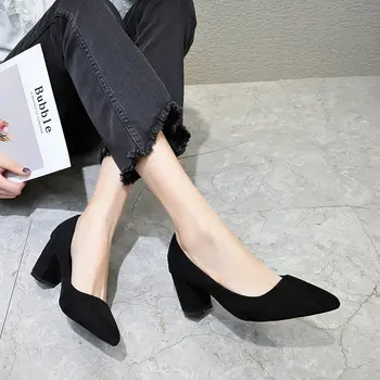 SLHJC 2020 Spring Women High Heels Shoes Plus Size 42 Square Heel Lady Office Work Shoes 7 CM Slip On Pointy Toe Flock Pumps
SLHJC 2020 Spring Women High Heels Shoes Plus Size 42 Square Heel Lady Office Work Shoes 7 CM Slip On Pointy Toe Flock Pumps