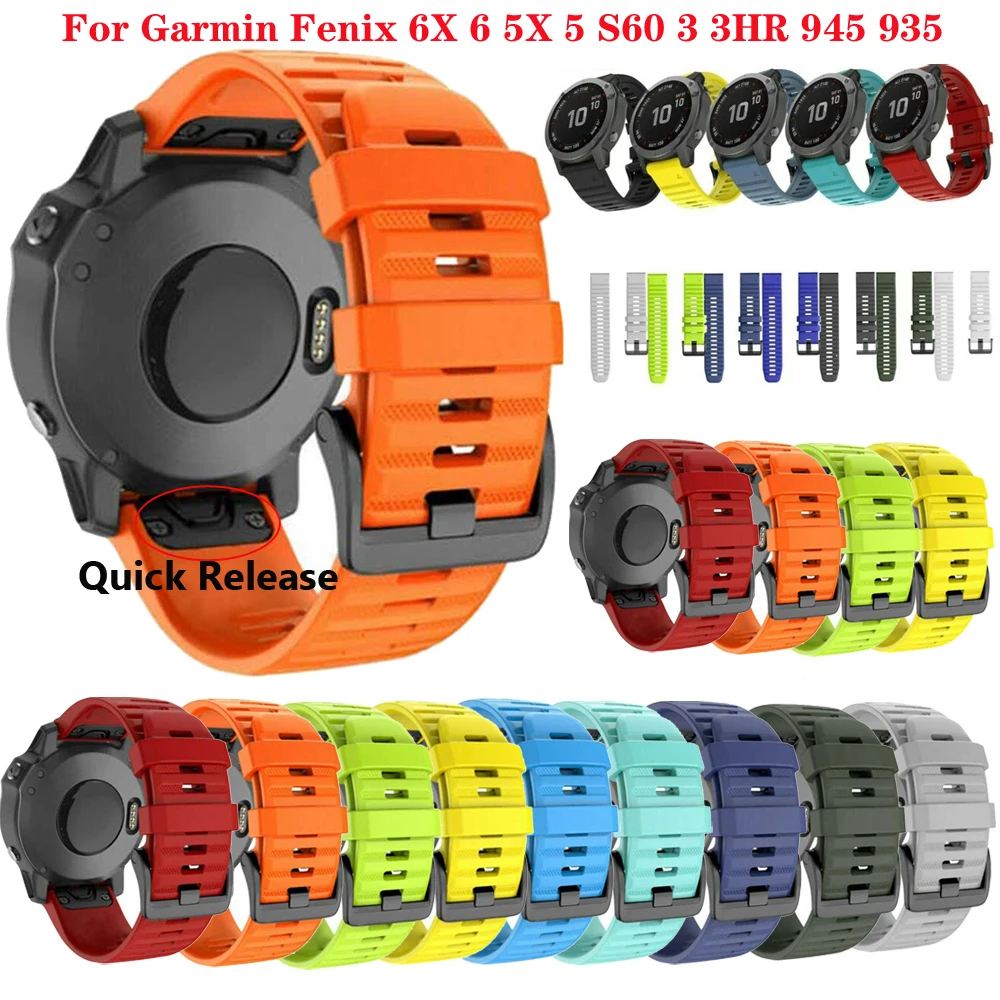 Фото 26 22mm Quick Release Watchband For Garmin Fenix 6 6X Pro 5 5X Plus 3HR Silicone Band Watch Easyfit Wrist Strap | Наручные часы