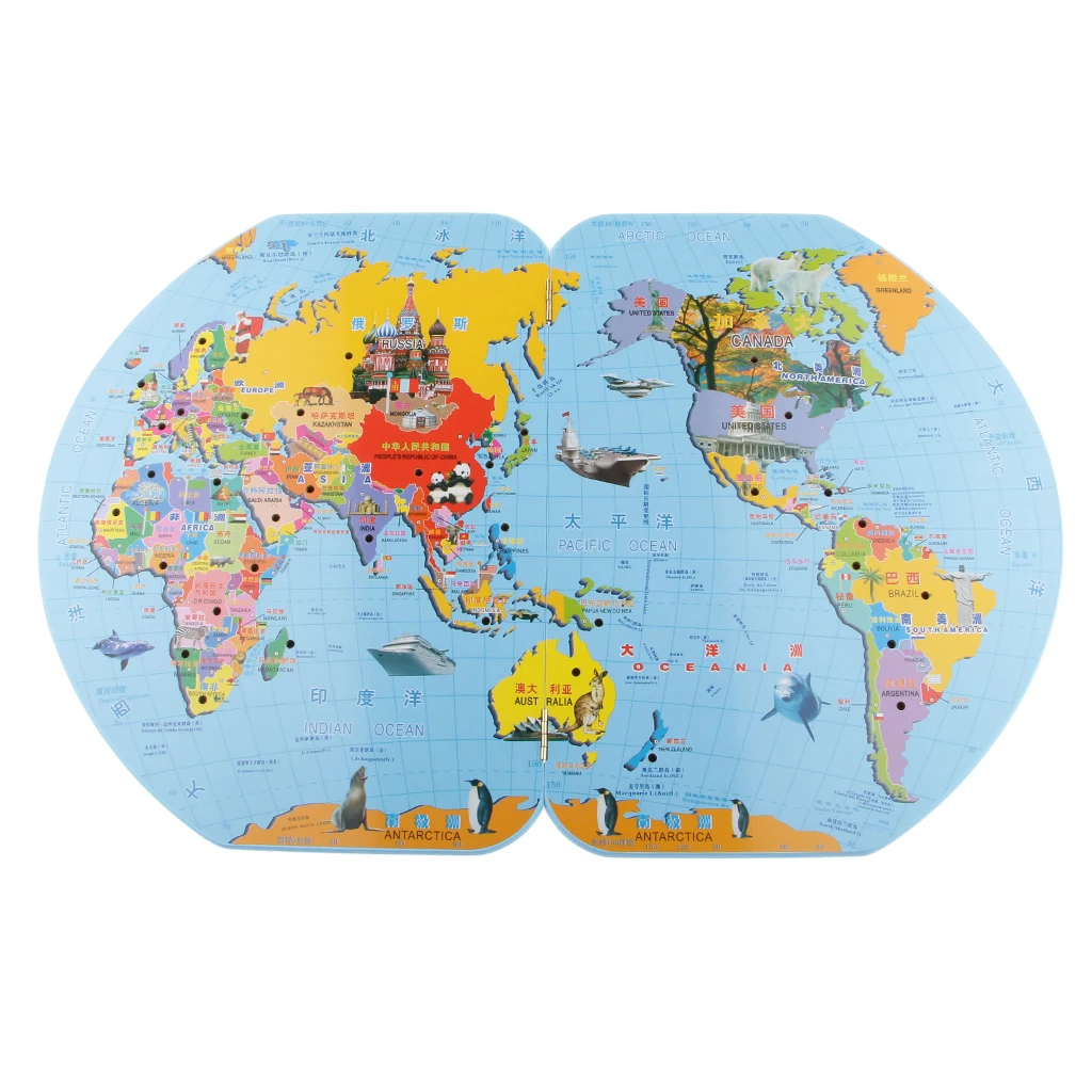Wooden World Map Matching Puzzle Geography Flag Stand World Map & 36 Flags Wooden World Map Matching Puzzle Geography Flag Stand World Map & 36 Flags