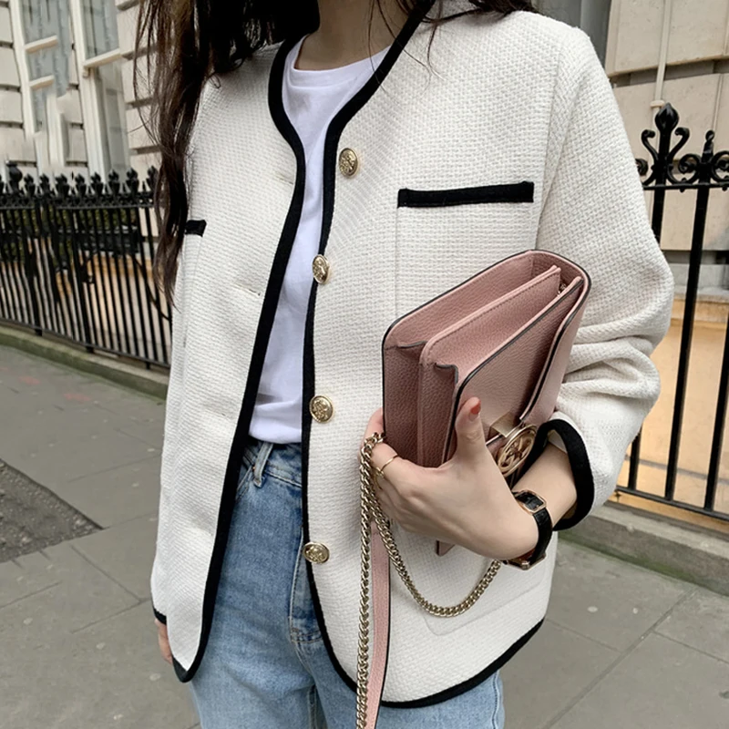 Coats And Jackets Women Autumn French Round Neck Trim Contrast Color Single-breasted Loose Multi-pocket Design Short Jacket
Coats And Jackets Women Autumn French Round Neck Trim Contrast Color Single-breasted Loose Multi-pocket Design Short Jacket