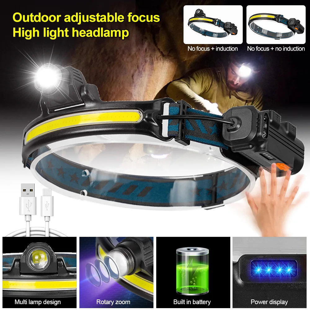 Shop Generic 2022 IR r LED Headlamp XPG+COB Flashlight TypeC