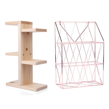 1pcs Nordic Style Wall Hanging Storage Basket Metal Iron Rose Gold & 1pcs Mini Tabletop Wood Storage Rack Coffee
1pcs Nordic Style Wall Hanging Storage Basket Metal Iron Rose Gold & 1pcs Mini Tabletop Wood Storage Rack Coffee