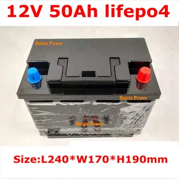 

lithium 12V 50AH lifepo4 battery BMS 4S 12.8V battery Deep cycle 26650 for golf cart RV speaker travel trailer +5A Charger