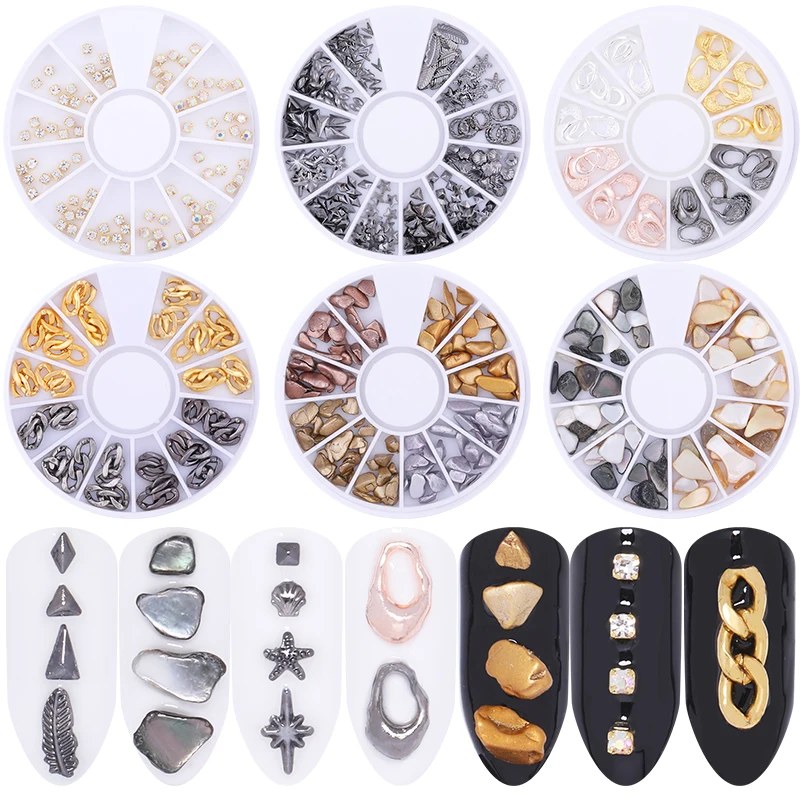 1 Box Colorful Nail Rhinestones Metal Chain Leaf Patterns Nail Studs Gold Silver Manicure 3D Nail Art Decoration in Wheel
1 Box Colorful Nail Rhinestones Metal Chain Leaf Patterns Nail Studs Gold Silver Manicure 3D Nail Art Decoration in Wheel