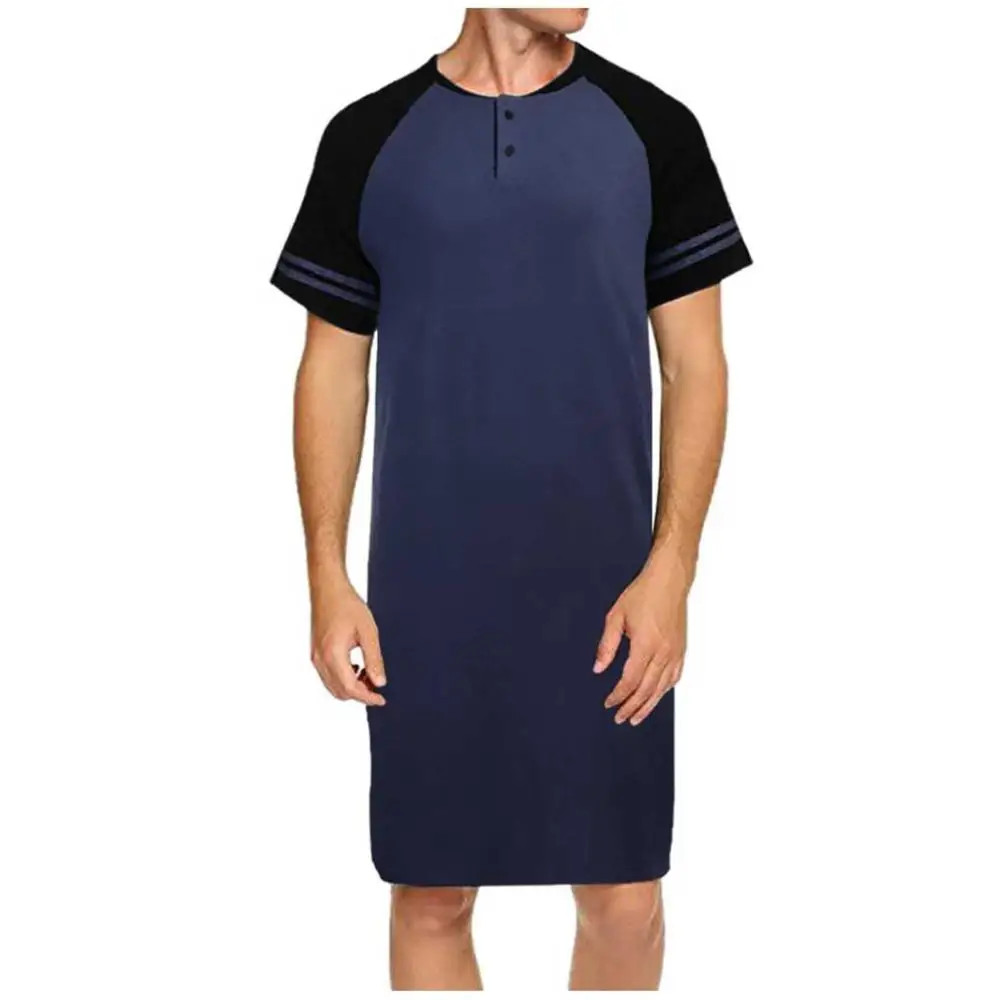 2021 Мужская пижама длинная ночная рубашка с коротким рукавом мягкая удобная