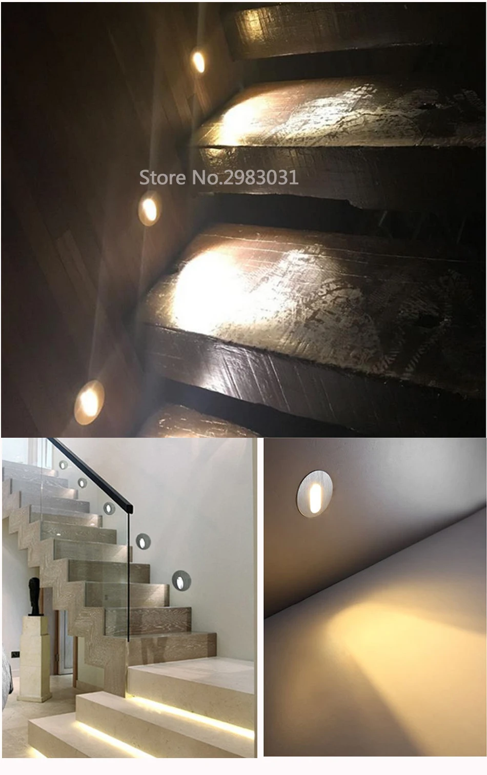 Generic Aluminum Modern Brief 1W3W LED Stair Light Recessed Wall Corner
