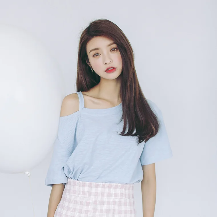 2019 Photo Shoot Summer Korean-style Versatile Solid Color Simple off-Shoulder Short Sleeve T-shirt
2019 Photo Shoot Summer Korean-style Versatile Solid Color Simple off-Shoulder Short Sleeve T-shirt