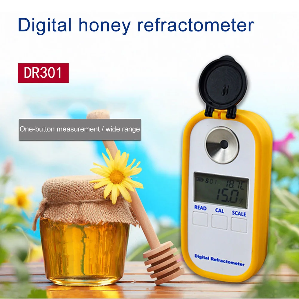 DR301 Digital Honey Refractometer Measuring Sugar Content 0-90% Brix Instrument Honey Concentration Meter Refractometer
DR301 Digital Honey Refractometer Measuring Sugar Content 0-90% Brix Instrument Honey Concentration Meter Refractometer