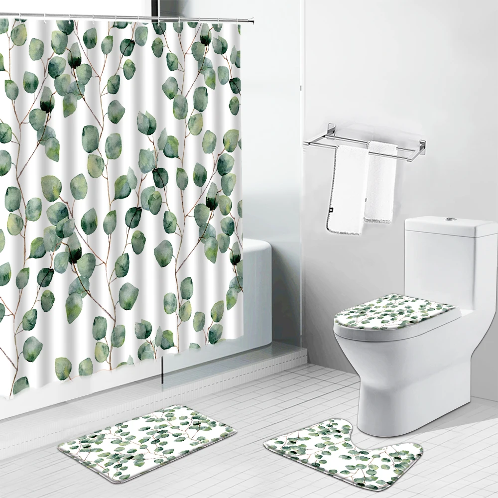 Green Leaves Print For Bathroom Shower Curtains Tropical Plant Scenery Non-Slip Rugs Toilet Cover Carpet Mat Cloth Curtain Set
Green Leaves Print For Bathroom Shower Curtains Tropical Plant Scenery Non-Slip Rugs Toilet Cover Carpet Mat Cloth Curtain Set