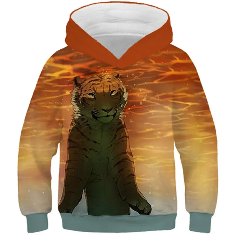 

4-13Y Children 3D Printing Hoody Hoodies Boys Girls Lovely Animal Tiger Wolf Galaxy Moon Brand Sweatshirts Kids Pullover Clothes