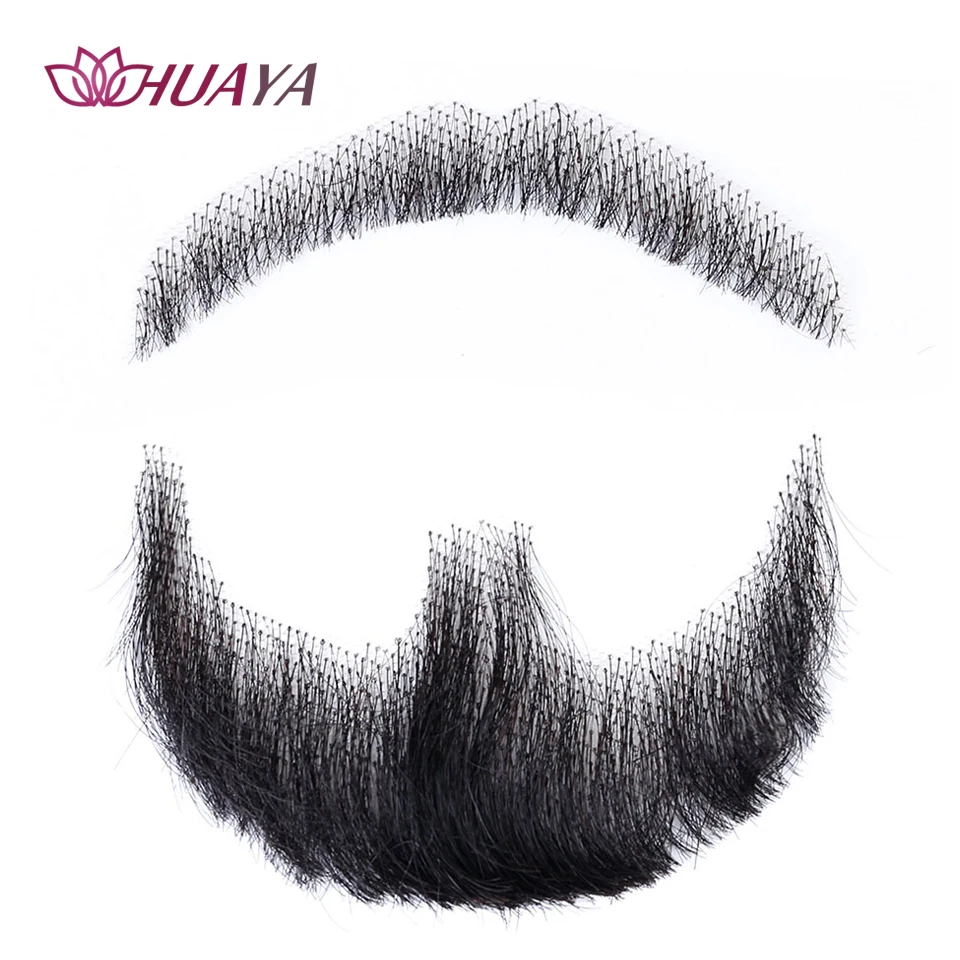 Фото HUAYA Beard Fake For Men Mustache Hand Made Synthetic Lace Invisible Beards Daily Cosplay | Шиньоны и парики