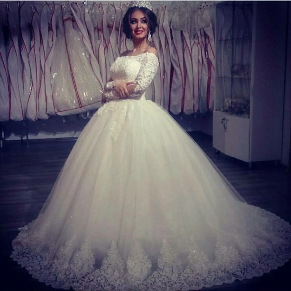vestido de novia Off the Shoulder Saudi Arabia Ball Gown Wedding Dresses Lace Arabic Puffy WEdding Gown 2016
vestido de novia Off the Shoulder Saudi Arabia Ball Gown Wedding Dresses Lace Arabic Puffy WEdding Gown 2016