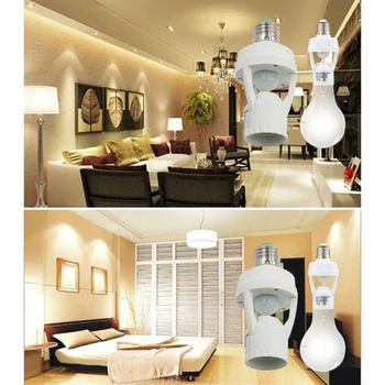 Socket E27 Durable Converter 110-240V Automatic Detection Of Human Body Lamp Base with PIR Motion Sensor Light Bulb 
Socket E27 Durable Converter 110-240V Automatic Detection Of Human Body Lamp Base with PIR Motion Sensor Light Bulb