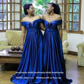 Off The Shoulder Bridesmaid Dresses For Women Long Pleat A Line Royal Blue Satin Wedding Guest Dress Party Gown
Off The Shoulder Bridesmaid Dresses For Women Long Pleat A Line Royal Blue Satin Wedding Guest Dress Party Gown