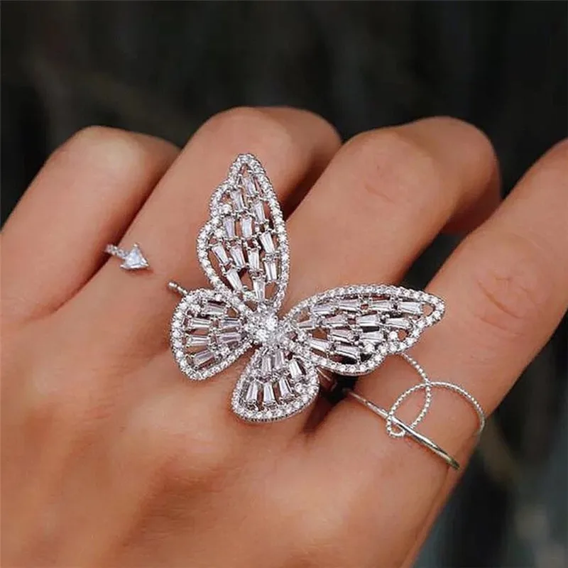 Big Zircon Butterfly Open Ring Luxury Cubic Zirconia Fancy Finger Rings for Women Party Dinner Dress Jewelry CRL038
Big Zircon Butterfly Open Ring Luxury Cubic Zirconia Fancy Finger Rings for Women Party Dinner Dress Jewelry CRL038