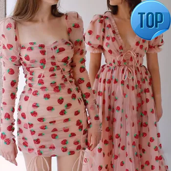 Strawberry Women Sequin Maxi Dress Summer Embroidery Mesh Lace Up High Waist Long Dress Original Quality
Strawberry Women Sequin Maxi Dress Summer Embroidery Mesh Lace Up High Waist Long Dress Original Quality