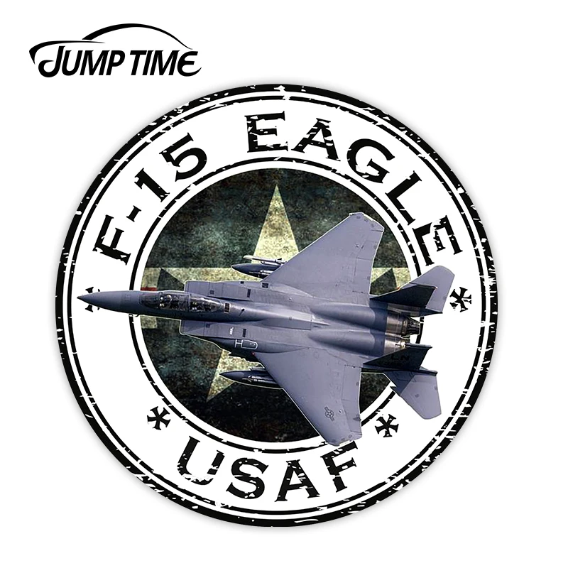 JumpTime 13cm x USA F-15 Eagle USAF U.S.A.F. Military Sticker Round Flag Laptop Book Guitar Motorcycle Helmet ToolBox Door | Автомобили и