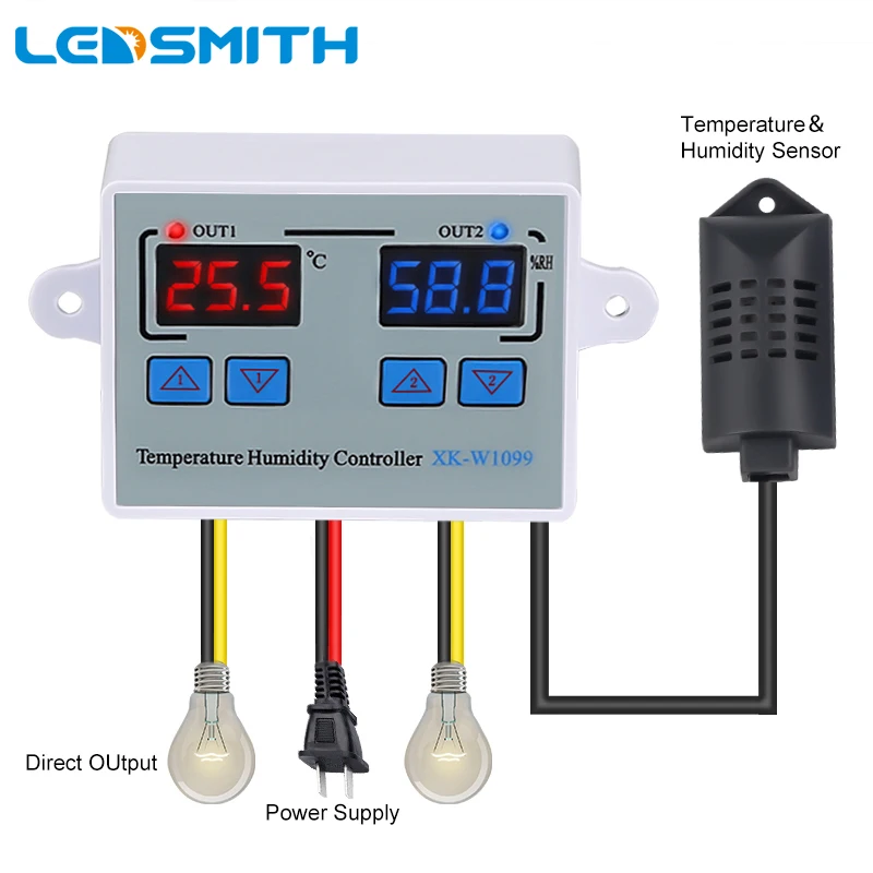 Digital Thermostat Humidity Controller Egg Incubator Temperature Humidity Controller 10A Direct Output Hygrometer Control W1099
Digital Thermostat Humidity Controller Egg Incubator Temperature Humidity Controller 10A Direct Output Hygrometer Control W1099