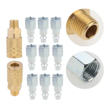 12 Pcs American Quick Coupler Air Compressor Connector Quick Coupler Air Coupler and Plug Kit Pneumatic Parts (Golden Silver)
12 Pcs American Quick Coupler Air Compressor Connector Quick Coupler Air Coupler and Plug Kit Pneumatic Parts (Golden Silver)