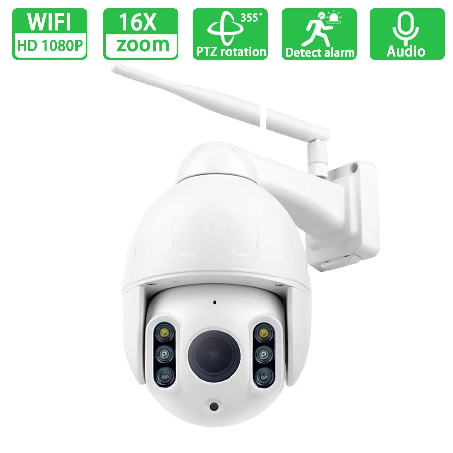 Wireless Wifi HD 1080P PTZ IP Camera Motion Detection Face Auto-Tracking IP66 Waterproof Outdoor IR Night Vision Security Camera
Wireless Wifi HD 1080P PTZ IP Camera Motion Detection Face Auto-Tracking IP66 Waterproof Outdoor IR Night Vision Security Camera