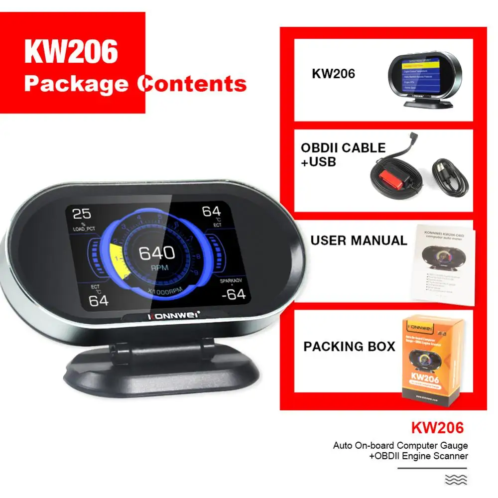 KONNWEI KW206 OBD2 Scanner and HUD Head-Up Display 2-in-1 Auto Code Reader OBD II Car Diagnostic Scanner
KONNWEI KW206 OBD2 Scanner and HUD Head-Up Display 2-in-1 Auto Code Reader OBD II Car Diagnostic Scanner