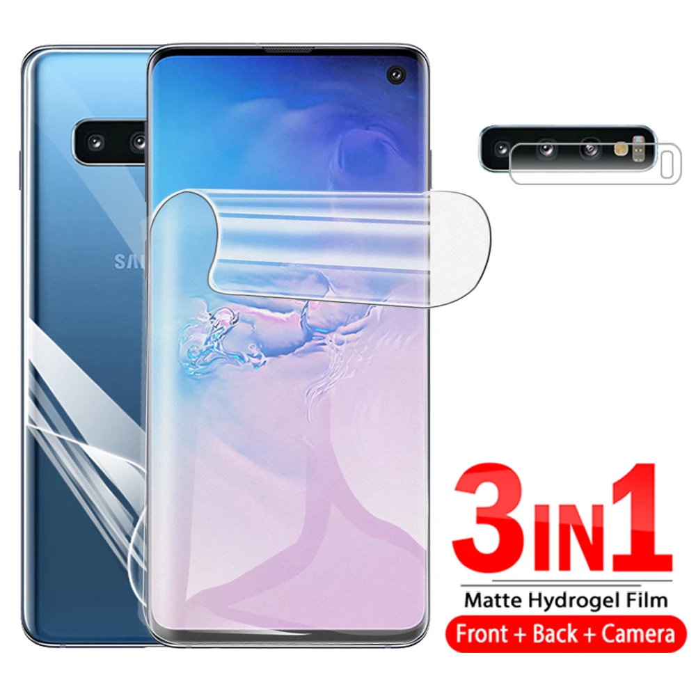 Защитная пленка для экрана и камеры Samsung матовая Гидрогелевая 3 в 1 S10 Plus S10e s9 s8 s 10 e 9