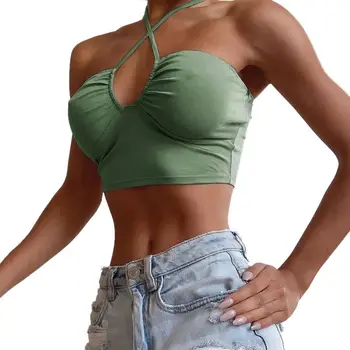 2020 New Fashion Sexy Tight Sling Collar Drawstring Halterneck Short Backless Lace Up Midriff Tube Top Green L
2020 New Fashion Sexy Tight Sling Collar Drawstring Halterneck Short Backless Lace Up Midriff Tube Top Green L