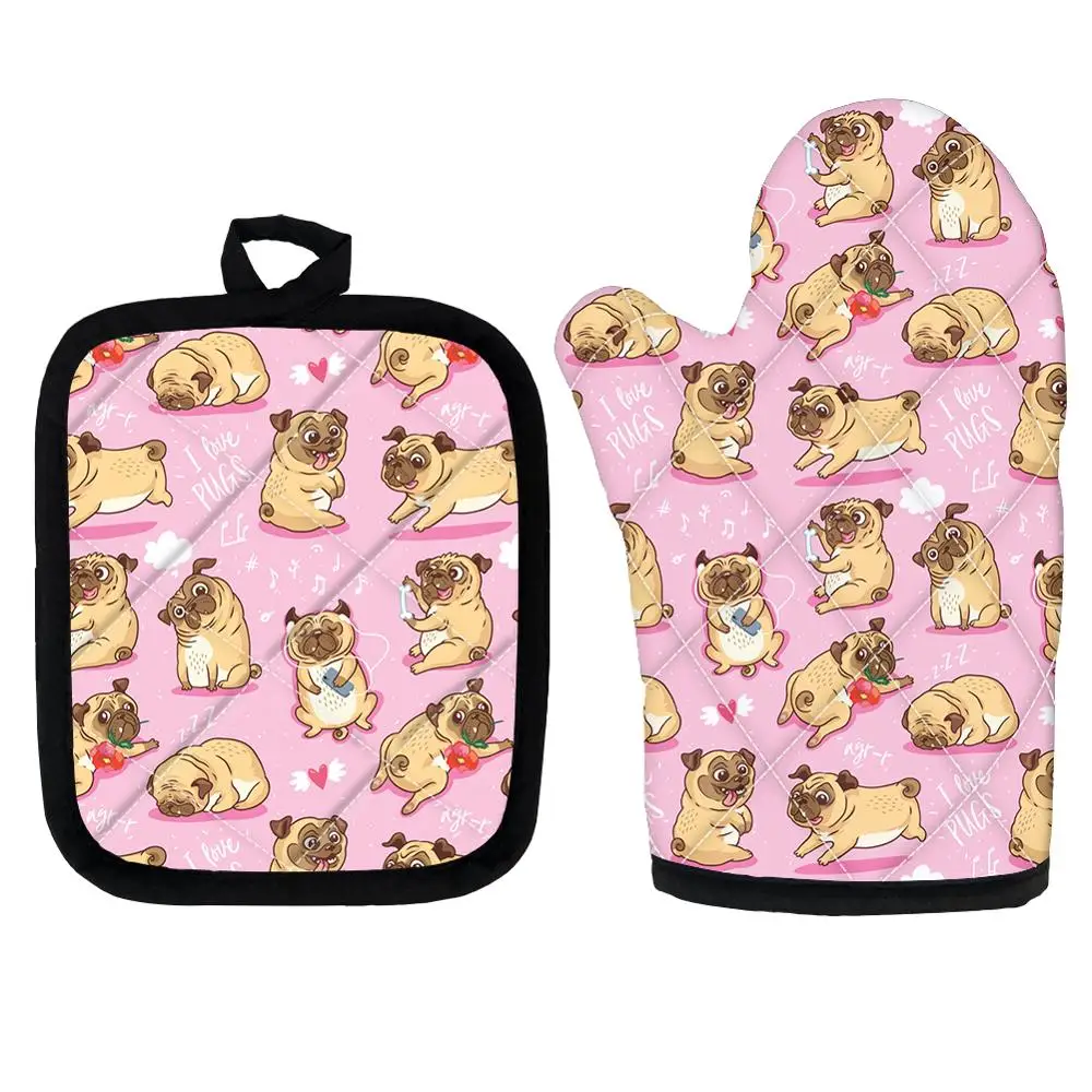 Cute Funny Pug Pupies Pink Insulation Pads Microwave Oven Mitts Set of 2 Potholders Baking Accessories Washable Kitchen Gloves
Cute Funny Pug Pupies Pink Insulation Pads Microwave Oven Mitts Set of 2 Potholders Baking Accessories Washable Kitchen Gloves