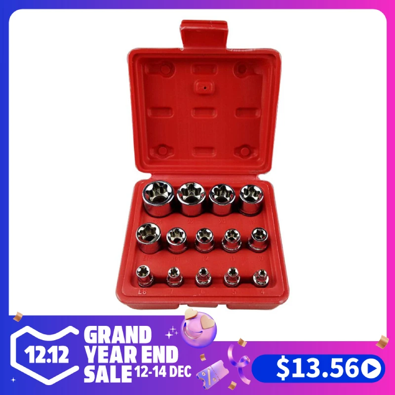 14 шт./компл. женский E Тип бит гаечный ключ головка E4-E24 1/4 "3/8" Torx звезда рукав