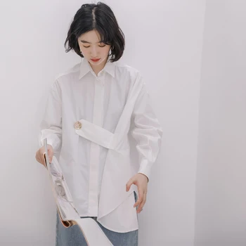 COIGARSAM Full Sleeve Shirt Womens tops Loose Women shirts White 2374 
COIGARSAM Full Sleeve Shirt Womens tops Loose Women shirts White 2374