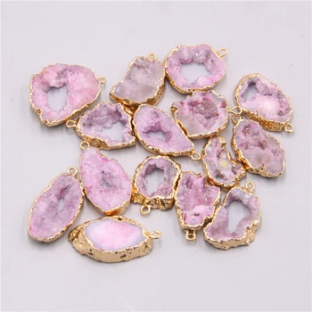Natural pink druzy quartz crystal geode pendant charm necklace gold tone pendants gem stone pendant jewelry making Accessories
Natural pink druzy quartz crystal geode pendant charm necklace gold tone pendants gem stone pendant jewelry making Accessories