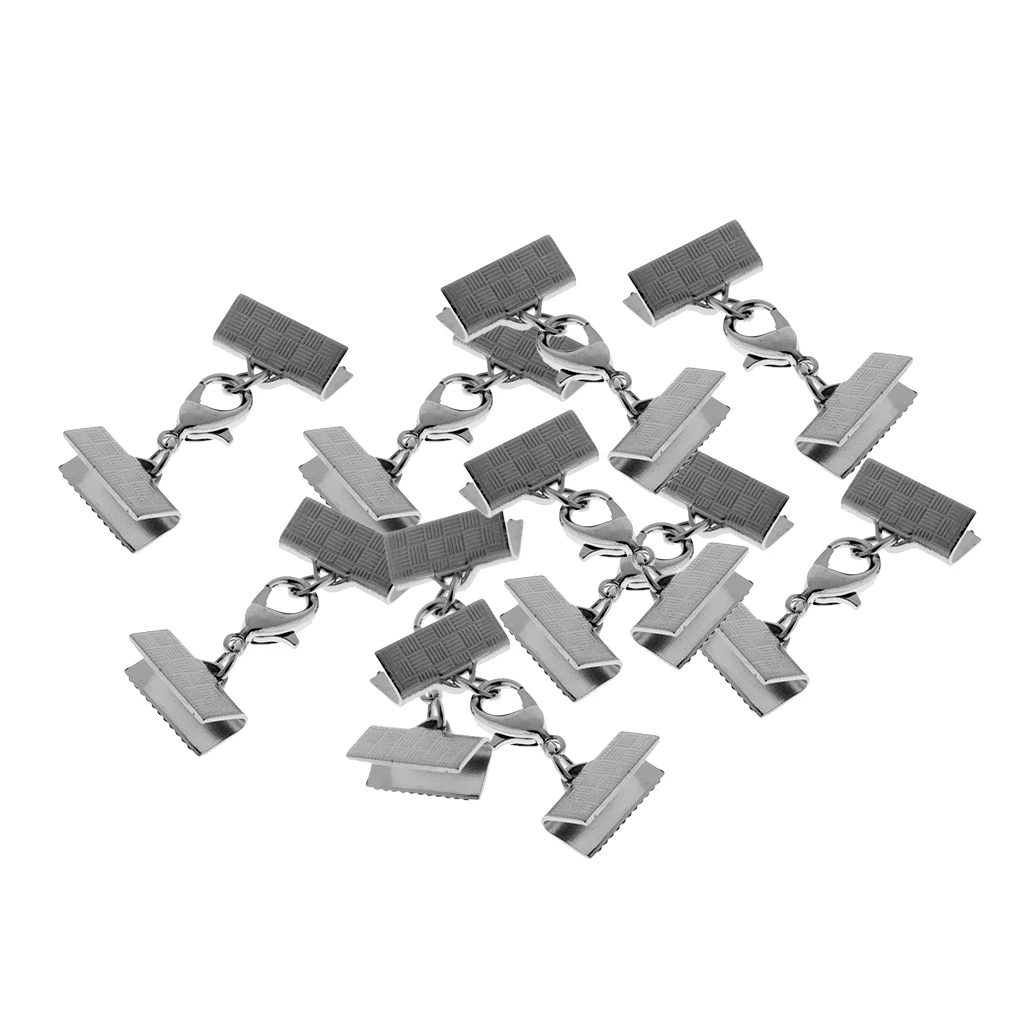10X 13mm Ribbon Clip Clamp Cord Crimp End Cap Tip Necklace Bracelet Findings 10X 13mm Ribbon Clip Clamp Cord Crimp End Cap Tip Necklace Bracelet Findings