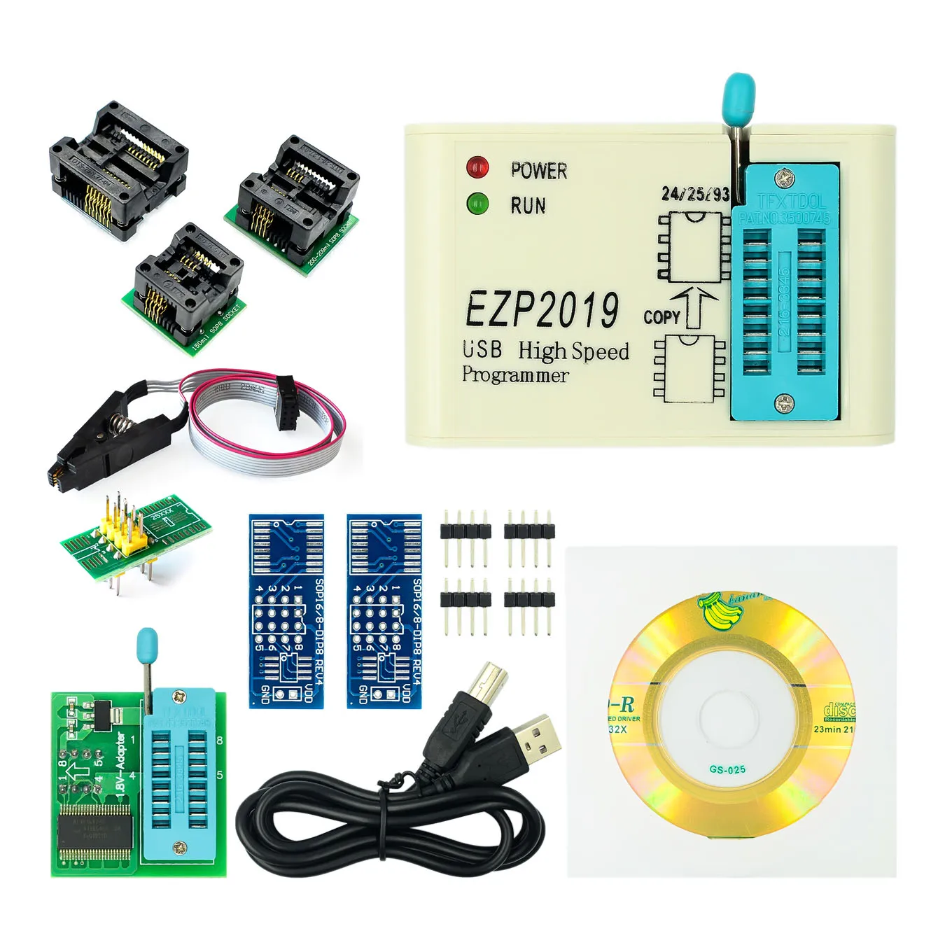 Factory Price! Newest Version EZP2019 High-speed USB SPI Programmer Support24 25 93 EEPROM 25 Flash BIOS Chip+5 Socket
Factory Price! Newest Version EZP2019 High-speed USB SPI Programmer Support24 25 93 EEPROM 25 Flash BIOS Chip+5 Socket